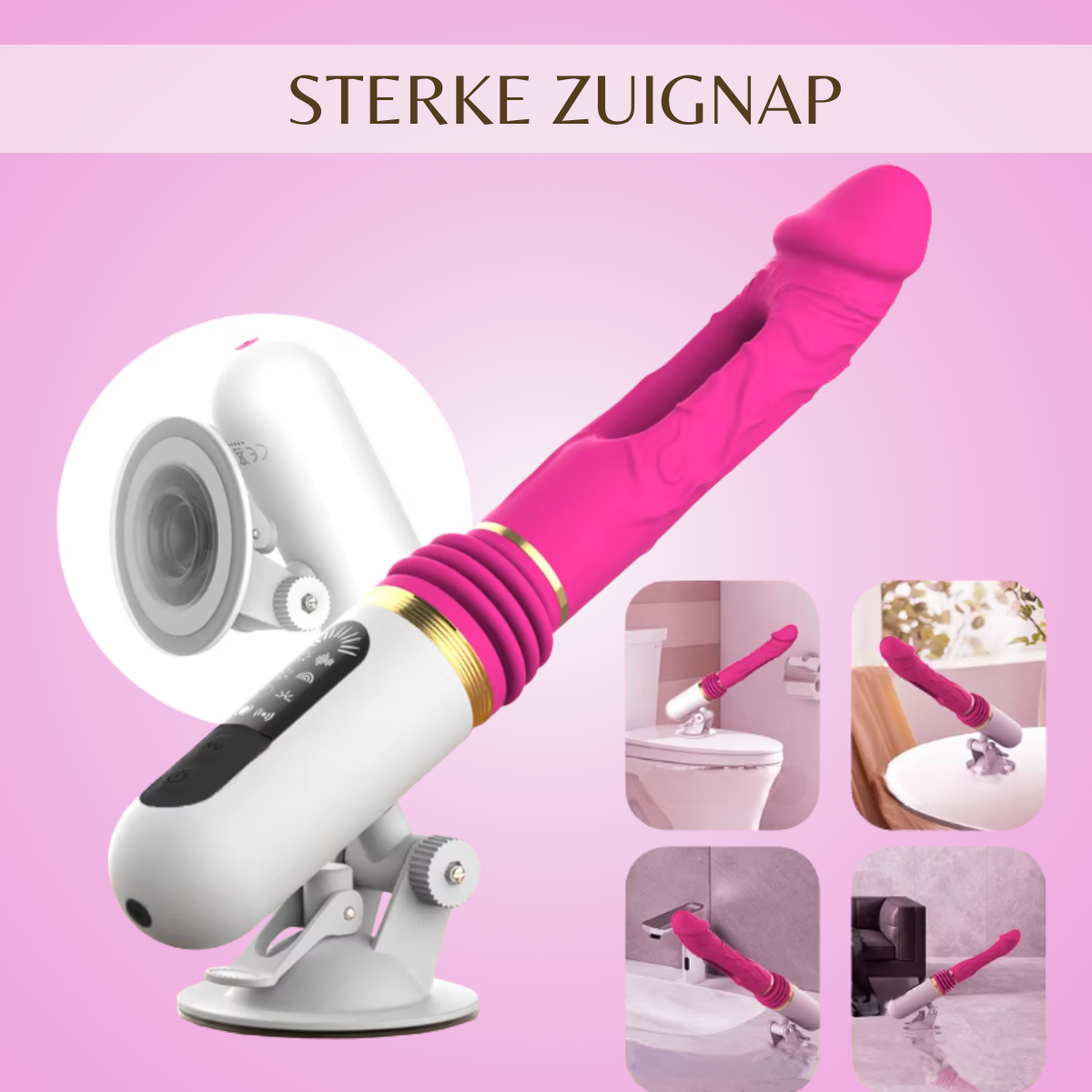 Seks Machine met Stotende Vibrator - Roze - Afbeelding 6