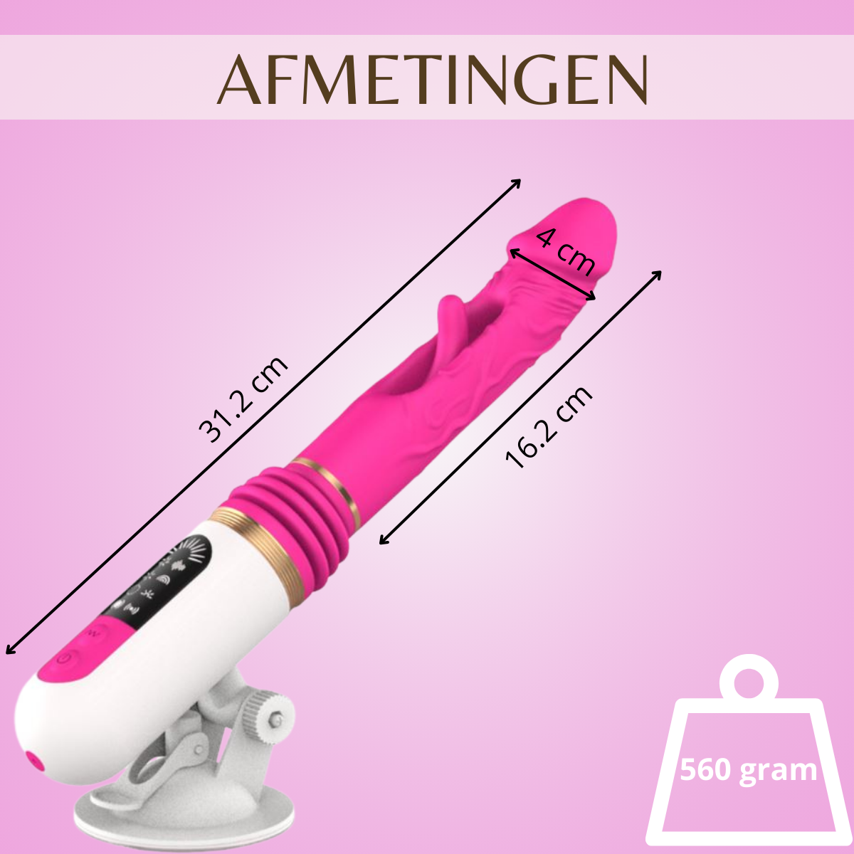 Seks Machine met Stotende Vibrator - Roze - Afbeelding 2