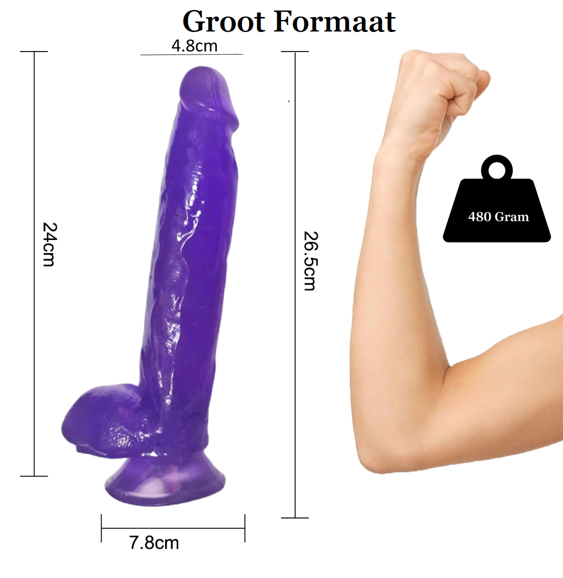 Realistische Dildo met Balzak - Ø 4.8 cm - Afbeelding 3