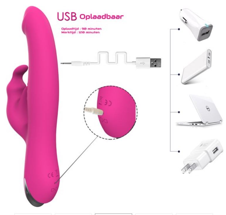 Rabbit Vibrator met Rotatie - Roze - Afbeelding 4