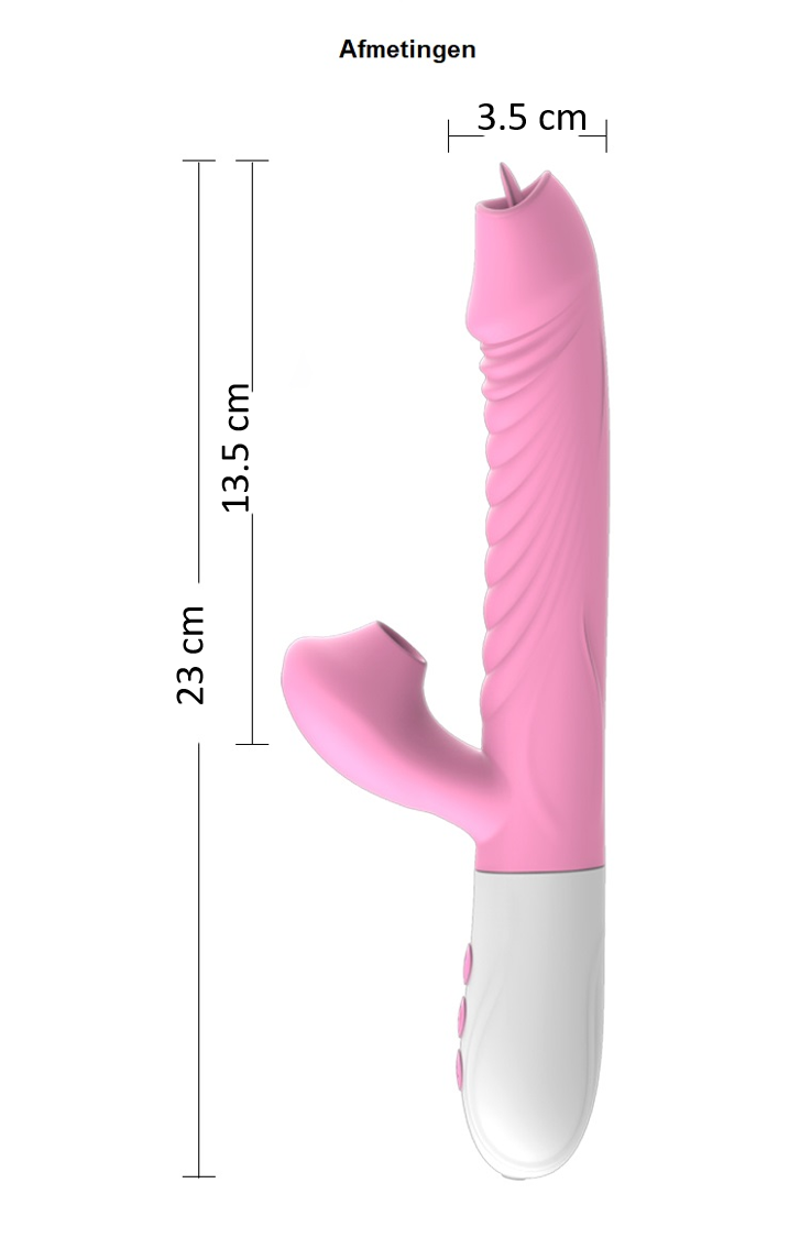 Vibrator met verwarming en Lik/zuig - Roze - Afbeelding 2