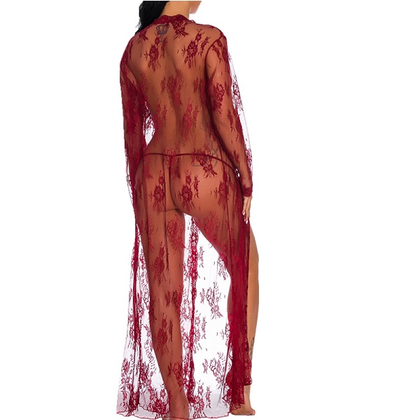 Sexy Dress Kimono Kant - Bordeaux Rood - Afbeelding 2