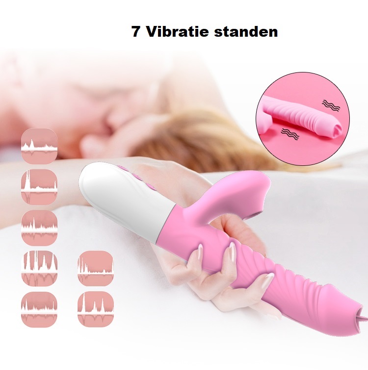 Vibrator met verwarming en Lik/zuig - Roze - Afbeelding 5