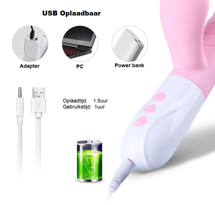Vibrator met verwarming en Lik/zuig - Roze - Afbeelding 6
