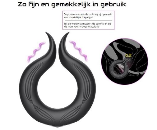 Vibrerende Cockring Heftige Tril - Zwart - Afbeelding 4