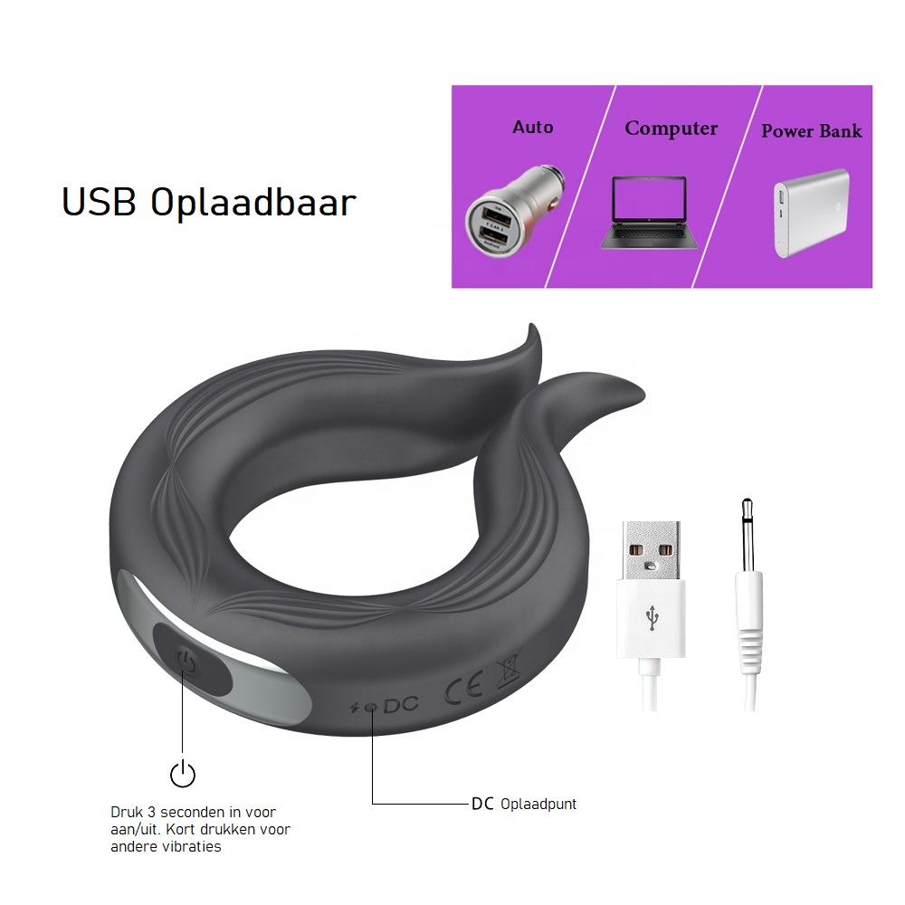 Vibrerende Cockring Heftige Tril - Zwart - Afbeelding 2