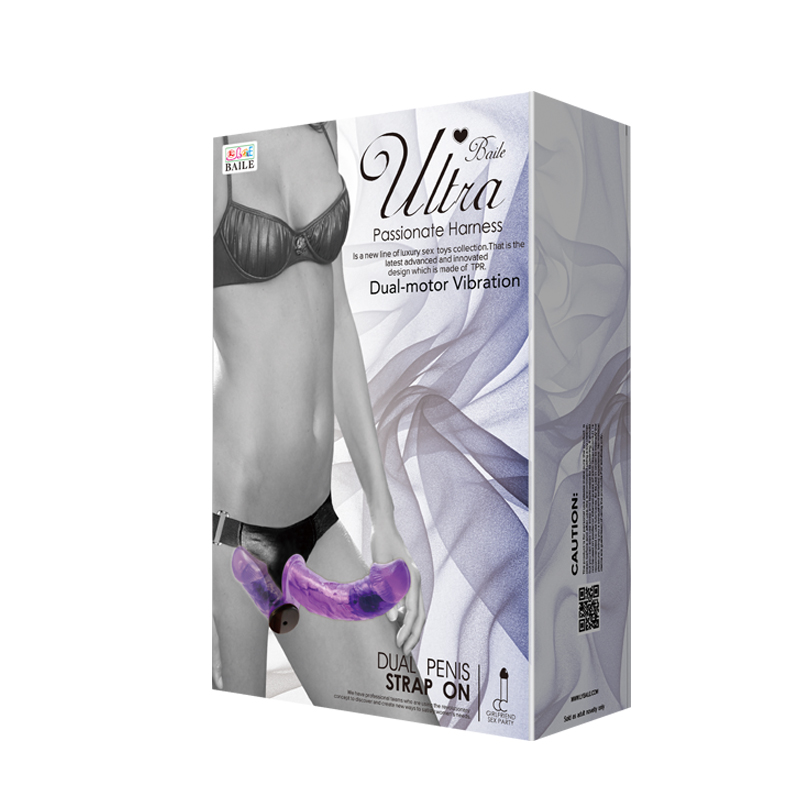 Vibrerende Strap On Voorbind dildo met Harnas - Paars - Afbeelding 5