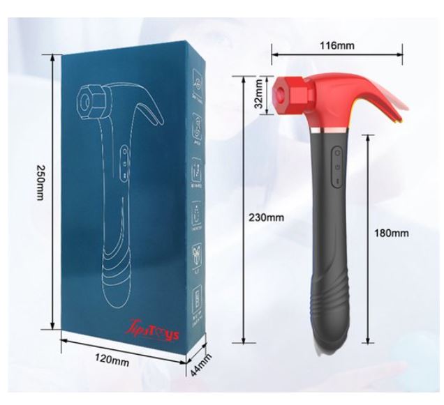 Vibrator Hamer met Zuig - Blauw - Afbeelding 3