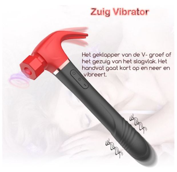 Vibrator Hamer met Zuig - Blauw - Afbeelding 5