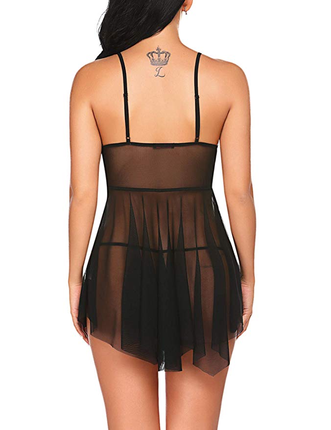 Babydoll nightdress met String - Groen - Afbeelding 5