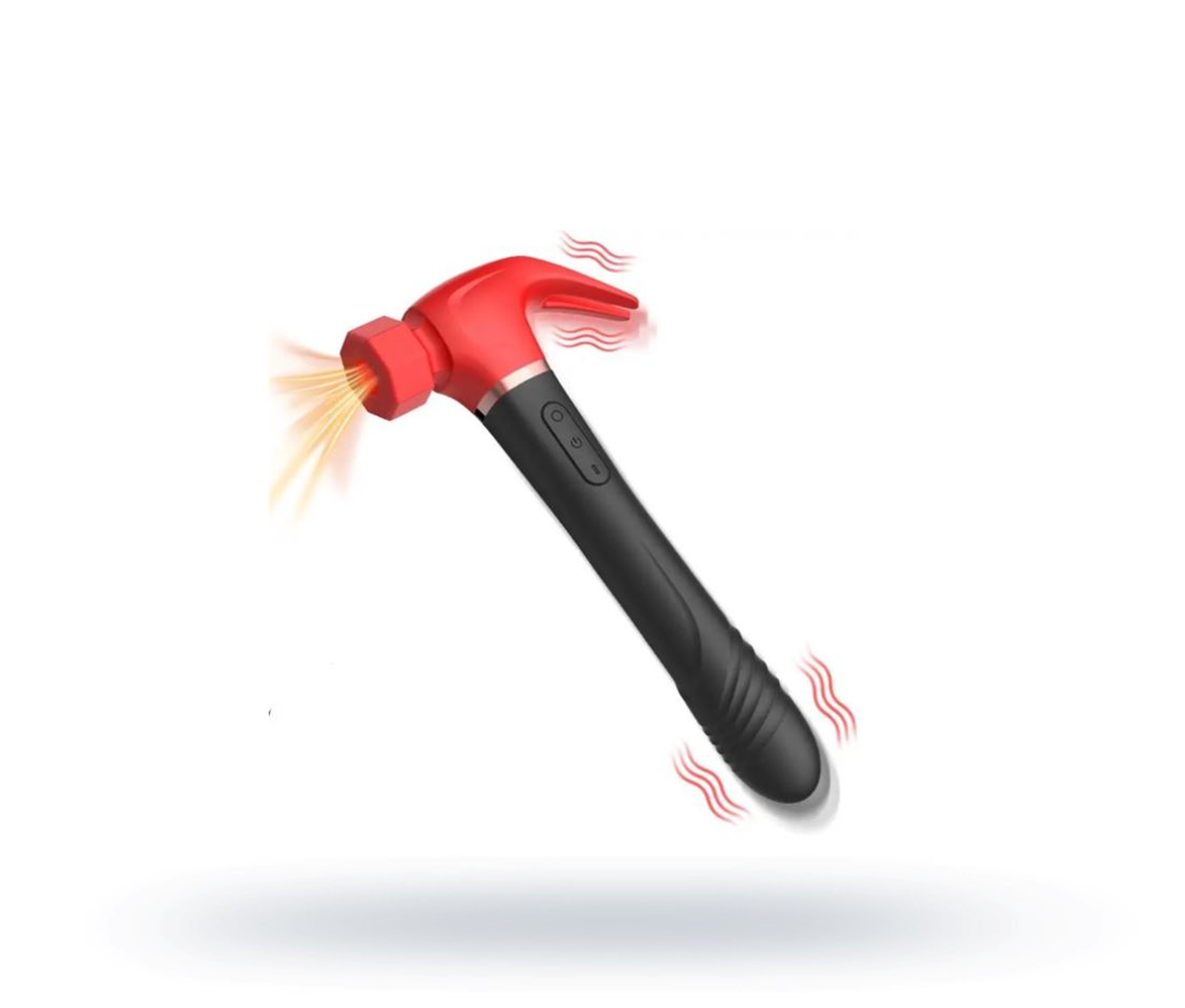 Vibrator Hamer met Zuig - Zwart/Rood