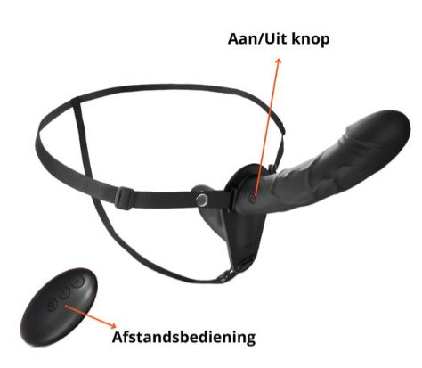 Vibrerende Strap On Zwart - Afbeelding 2