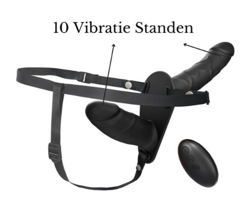 Vibrerende Strap On Zwart - Afbeelding 3