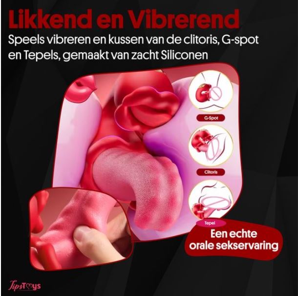 Likkende Vibrator - Rood - Afbeelding 2