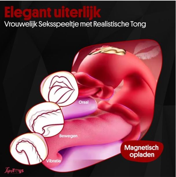 Likkende Vibrator - Rood - Afbeelding 4