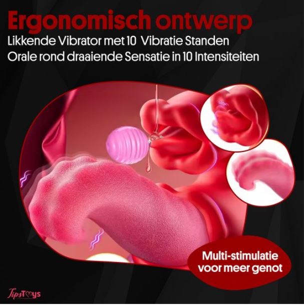 Likkende Vibrator - Rood - Afbeelding 6
