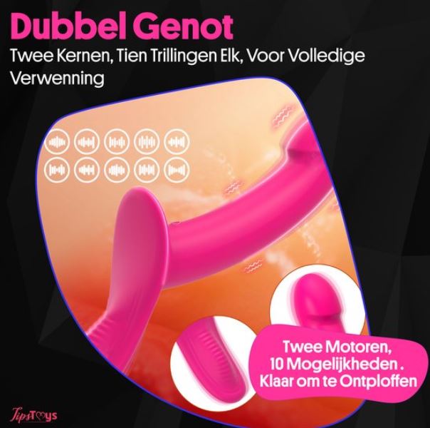 Vibrerende Strap On Voorbind Dildo - Afbeelding 6